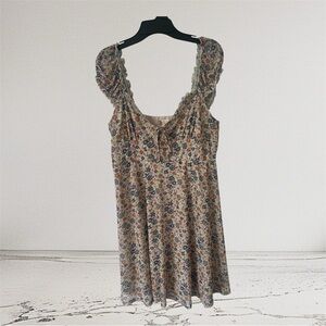 Altard State Floral Sleeveless Dress/ mesh lined cap sleeve baby doll dress. L.